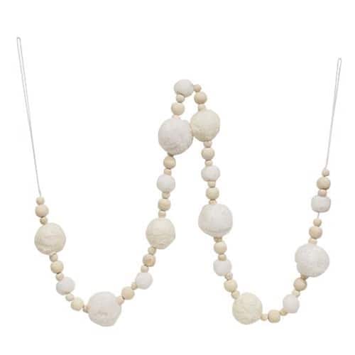 BreeBe - *Snowball & Natural Bead Garland - White