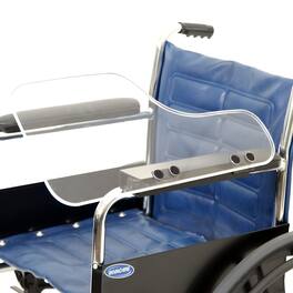 Invacare - Wheelchair Half Lap Tray Clear Acrylic Flip-Up Support Tray, Left Side Mount - Natural wood