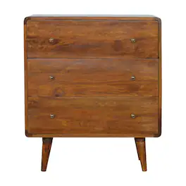 Artisan Furniture - Solid Wood Curved Chestnut Chest - Brown