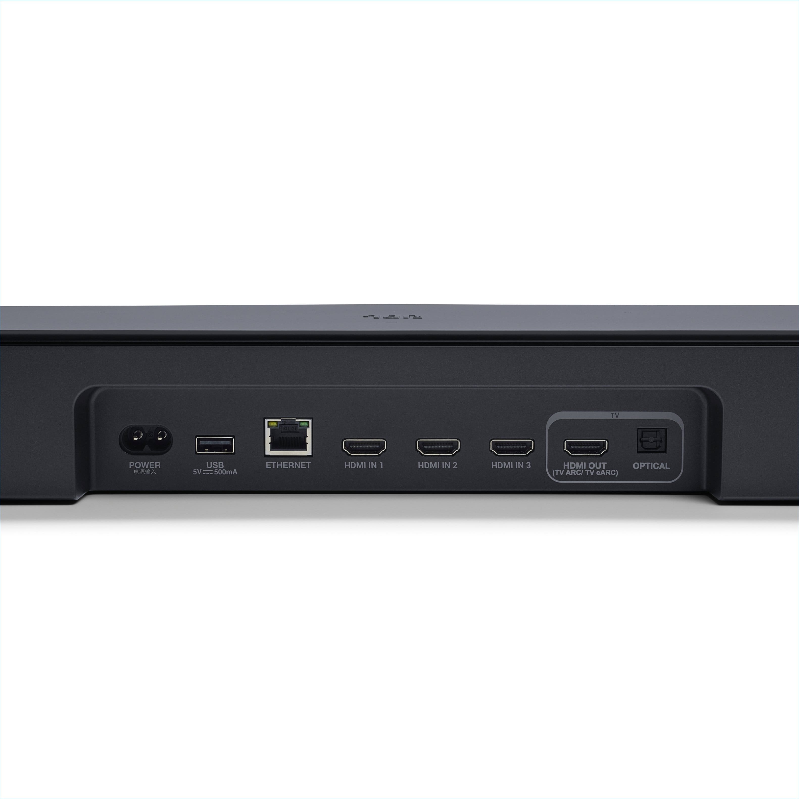 Sure, here is the corrected and grouped text from the image:
- TV POWER
- USB (5V 2.0A max)
- ETHERNET
- HDMI IN 1
- HDMI IN 2
- HDMI IN 3
- HDMI OUT (TV ARC)
- OPTICAL (TV ARC)