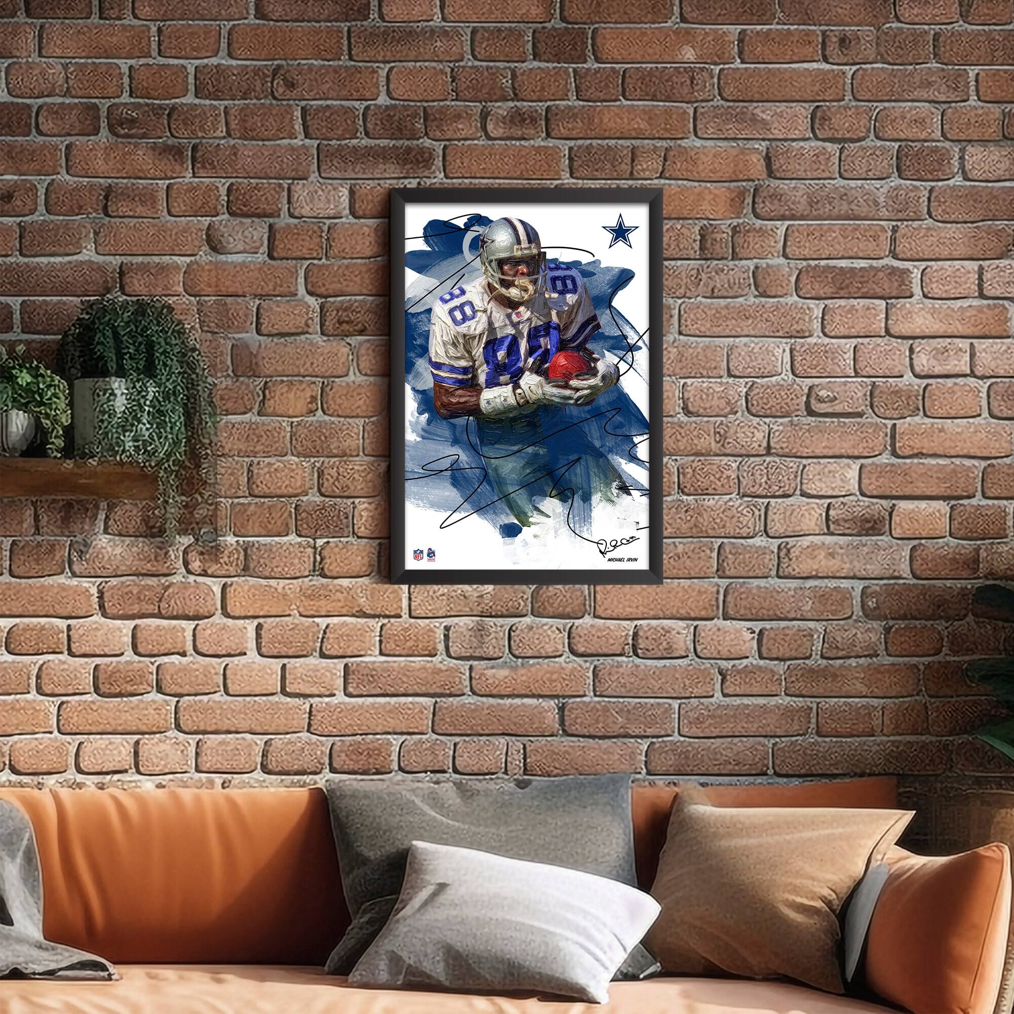 Alt View 1. Sporticulture - Michael Irvin Dallas Cowboys 14" x 20" Brush Stroke Player Framed Art Print - Multicolor.