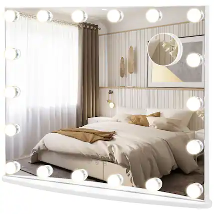 Front. Costway - Costway Vanity Mirror w/ Lights 3 Color Lighting Modes Tabletop & Wall-Mounted - White.