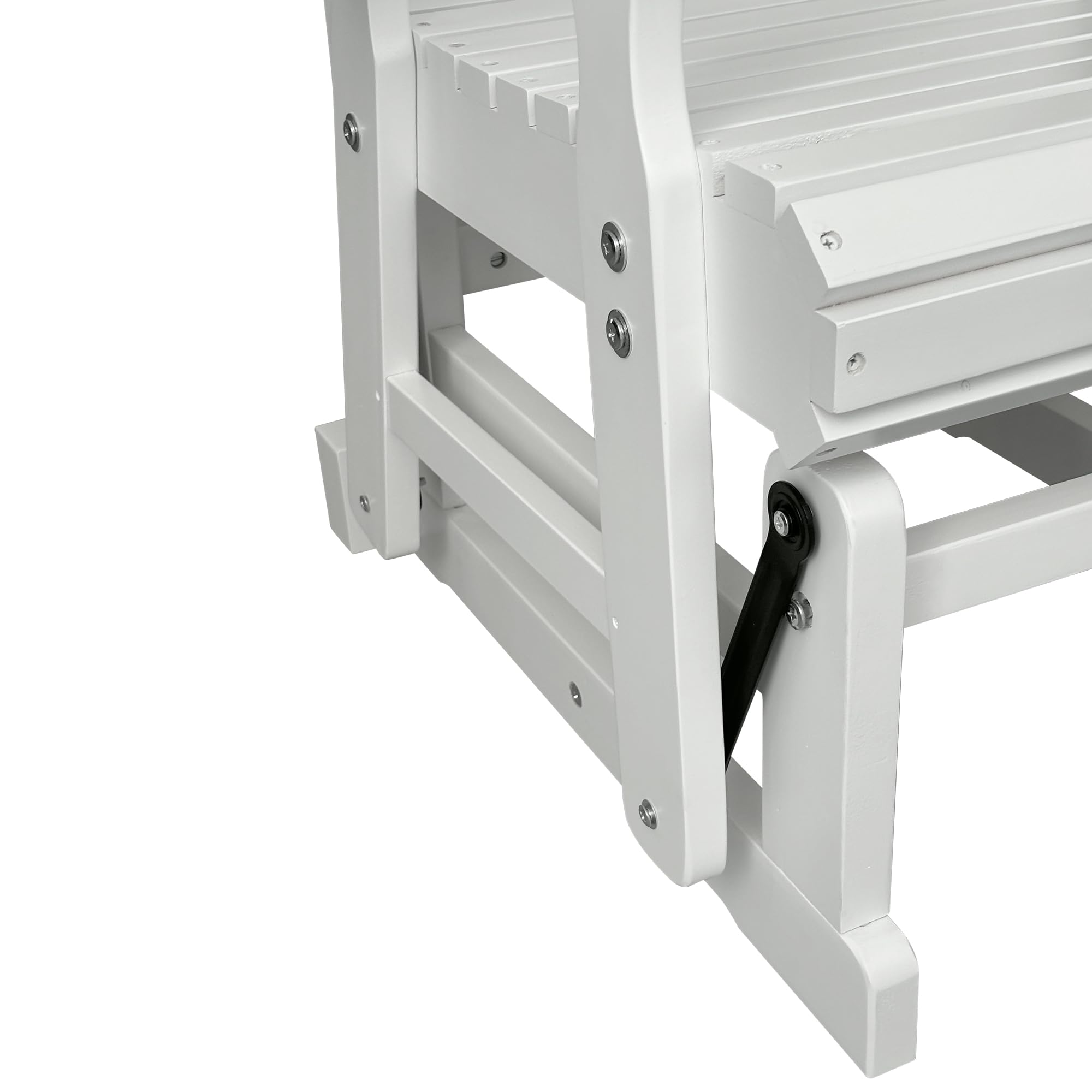 Left. Fortune Candy - Wooden Patio Glider for One Person, with High Back and Deep Contoured Seat, Solid Fir Wood, Heavy Duty 600 LBS - White.