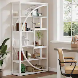 Tribesigns - Modern Bookshelf with Engineered Wood Construction and Storage Shelves for Living Room and Home Office - White