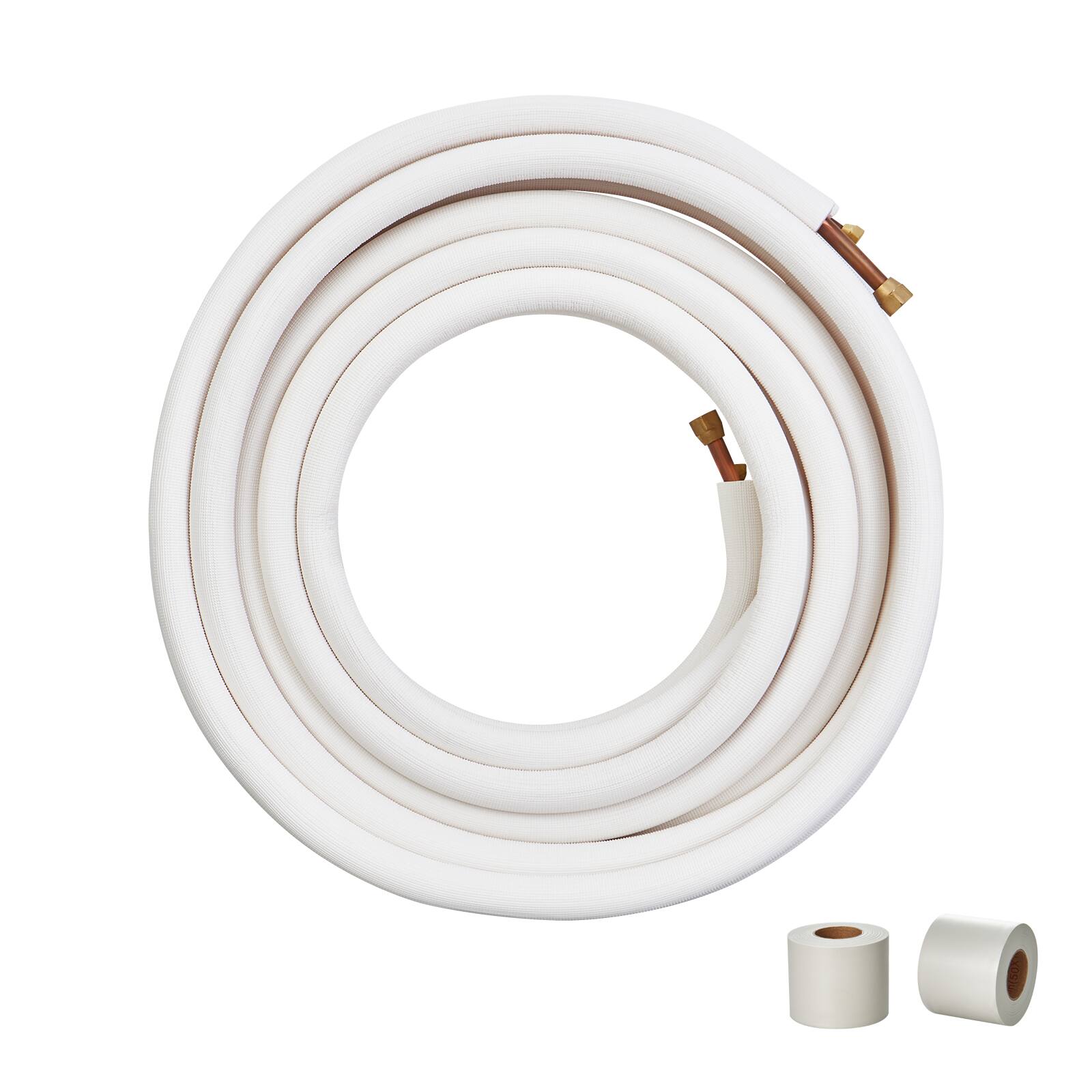 Front. VEVOR - 50FT Mini Split Line Set, 3/8" & 5/8" O.D Copper Pipes Tubing and Triple-Layer Insulation - White.