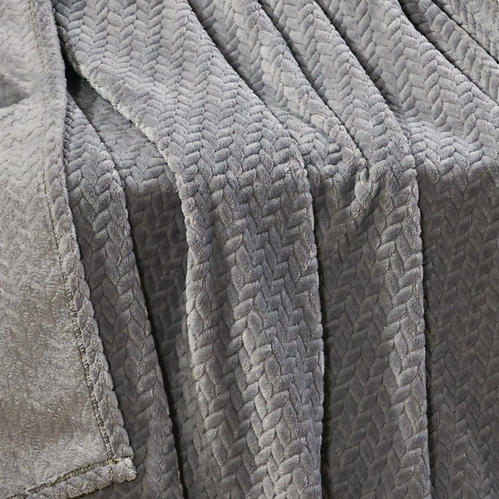 Alt View 3. Noble House - Plazatex Montana plush Decorative Warm and Comfortable Machine Washable Throw 50" x 60" Grey - Grey.