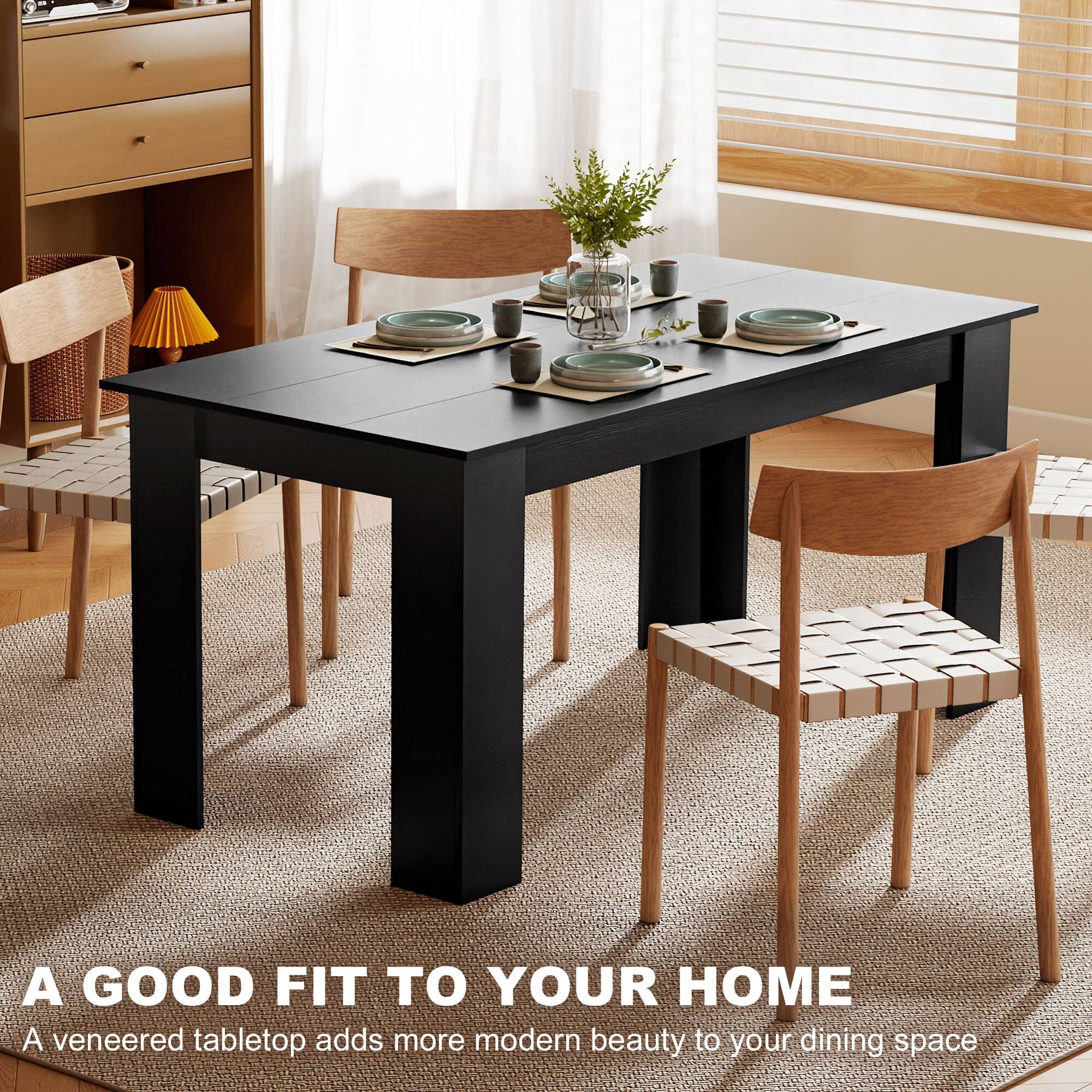 Homcom Dining Table for 4 6 People, Modern Rectangular Kitchen Table ...