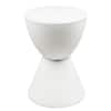 Front. LeisureMod - Boyd Modern Round Hourglass Accent Side Table, Drum Storage Table with Ribbed Base for Indoor/Outdoor - White.