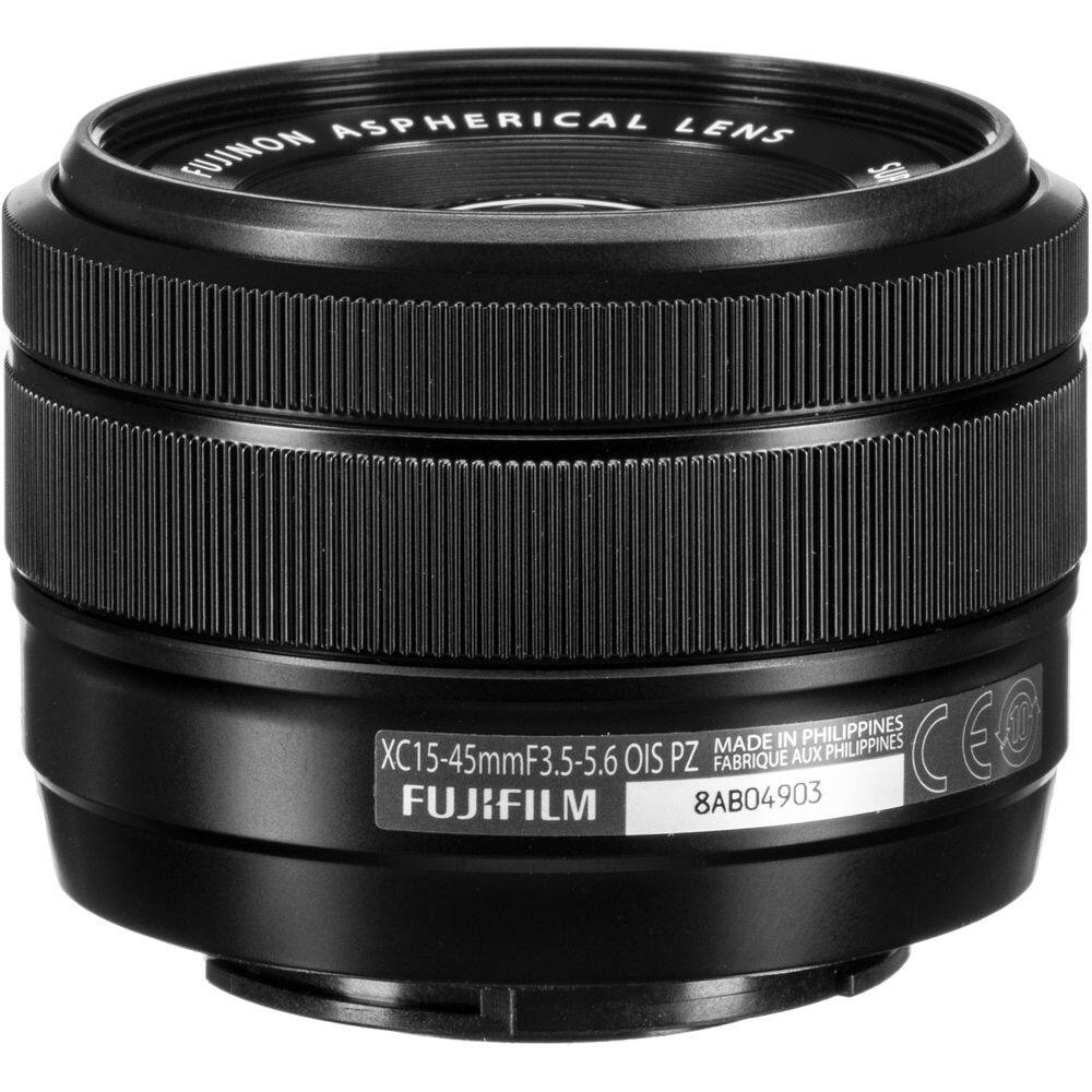 FUJINON ASPHERICAL LENS  
XC15-45mmF3.5-5.6 OIS PZ  
MADE IN PHILIPPINES  
FABRIQUE AUX PHILIPPINES  
FUJIFILM  
8AB04903