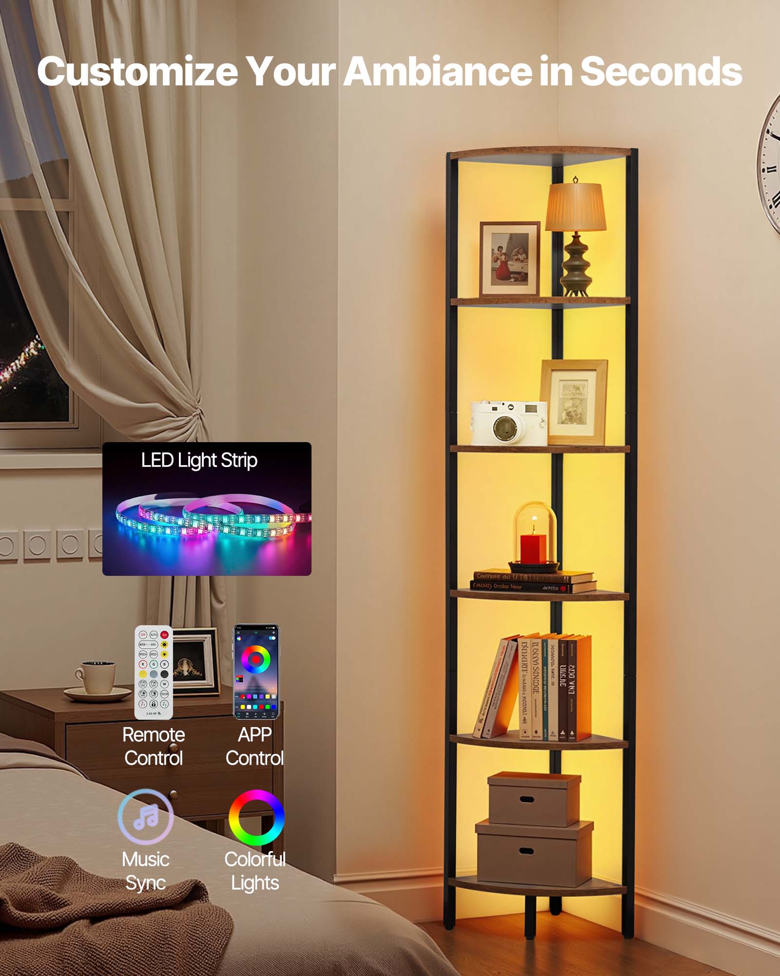 Customize Your Ambiance in Seconds

LED Light Strip

Remote Control

APP Control

Music Sync

Colorful Lights