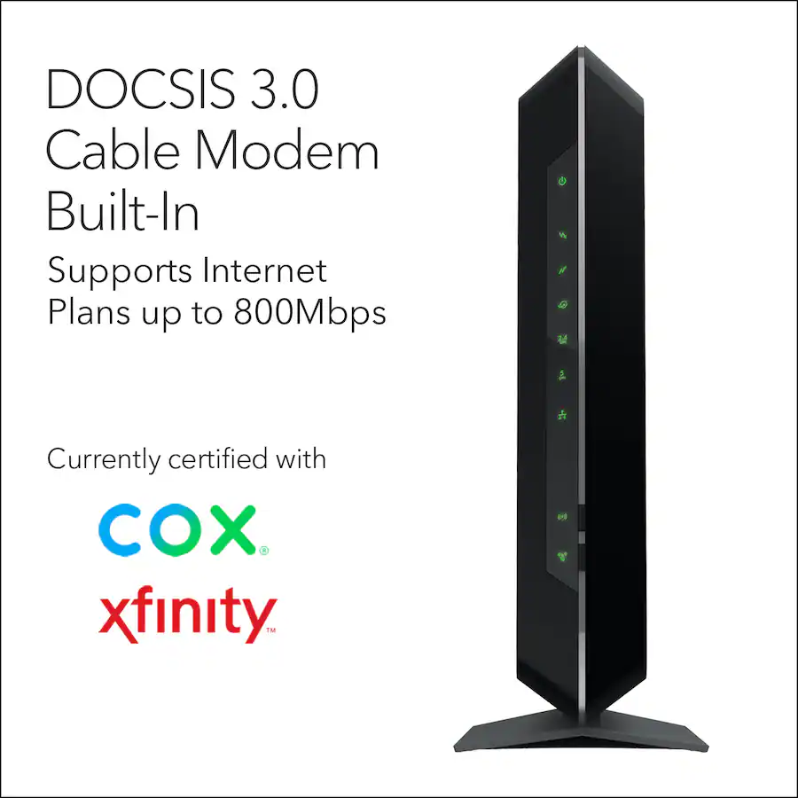 NETGEAR Nighthawk AC1900 Router with DOCSIS 3.0 Cable Modem Black C7000 ...