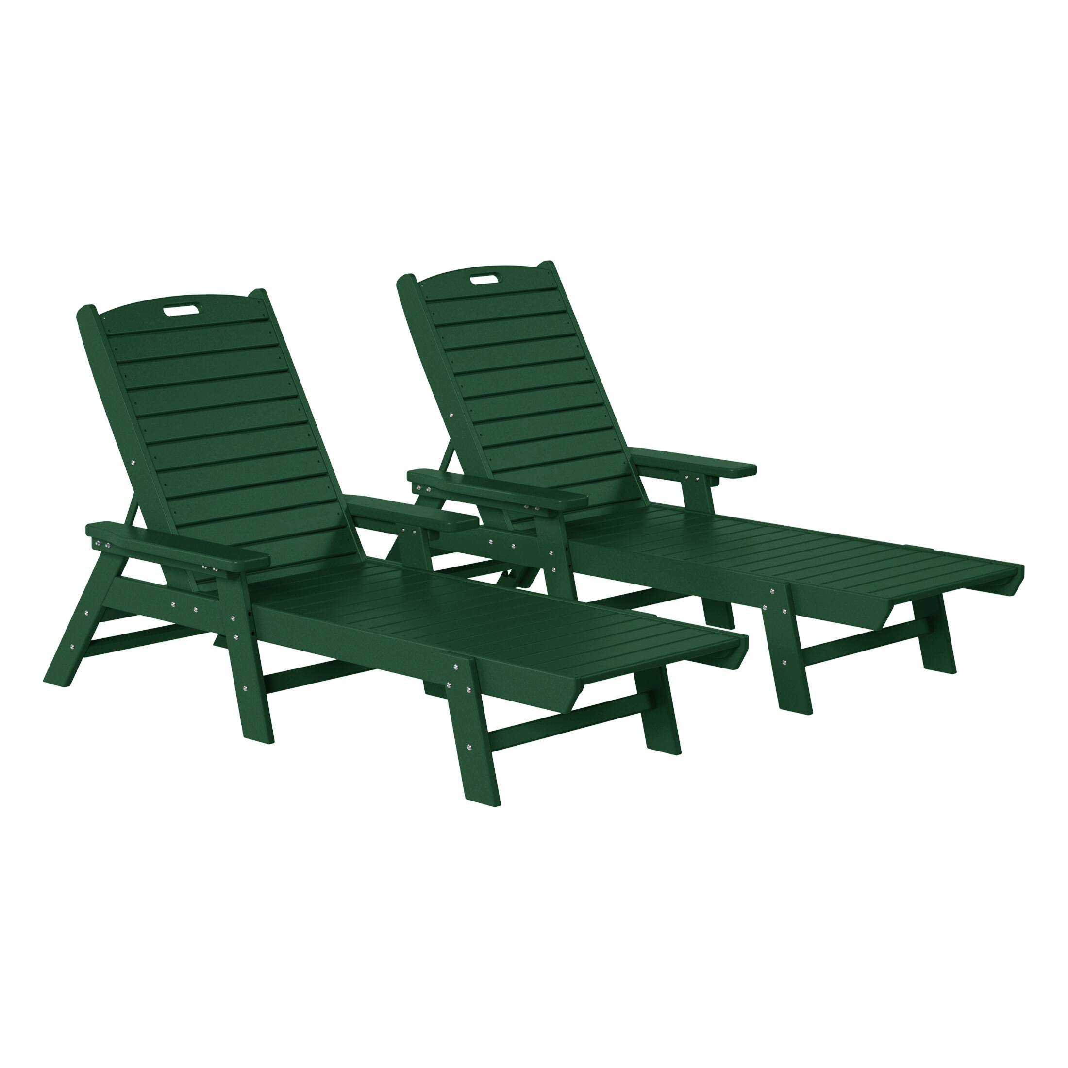 WestinTrends - Malibu Poly Reclining Chaise Lounge (Set Of 2) - Dark Green