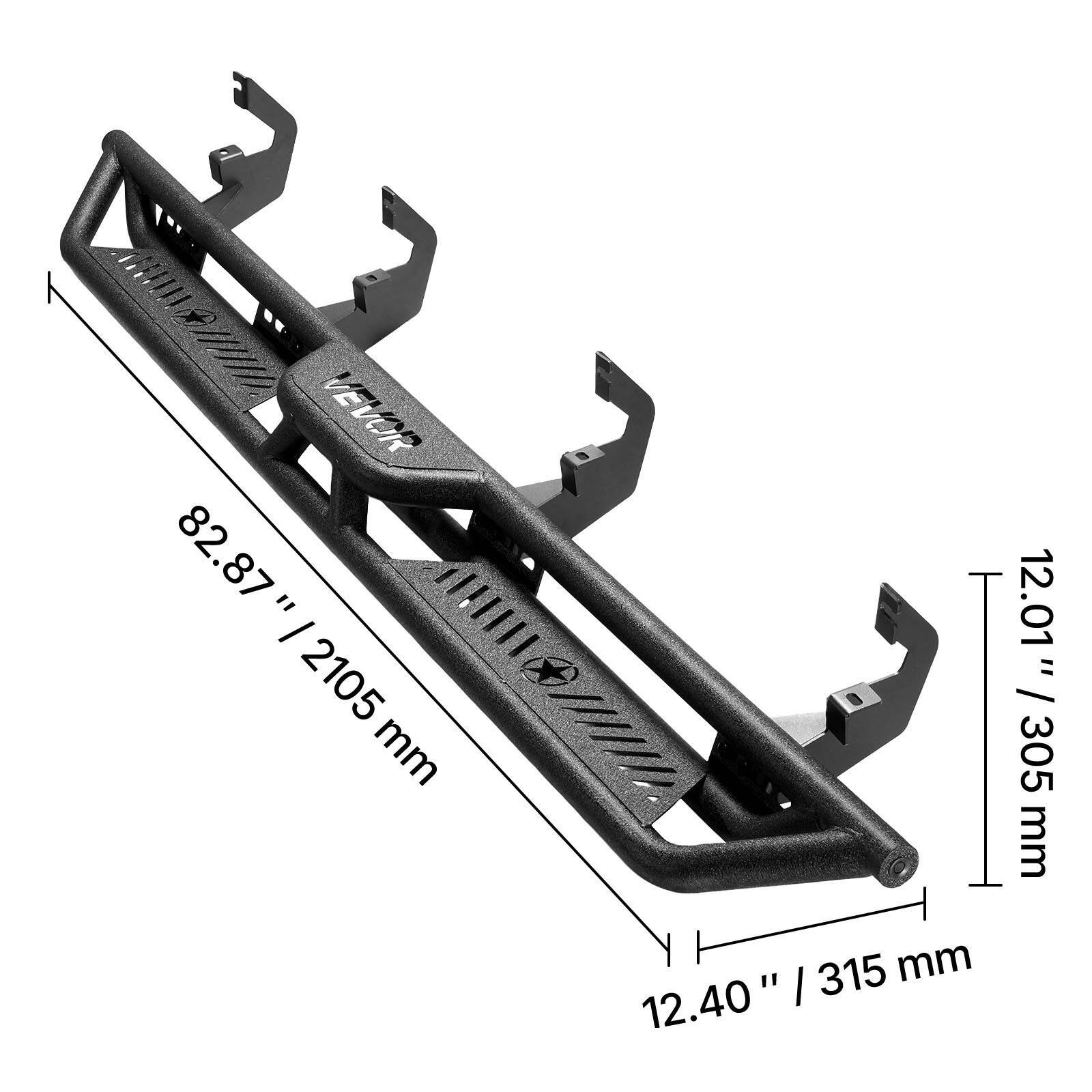 A VEVOR 82.87" / 2105 mm  
12.01" / 305 mm  
12.40" / 315 mm