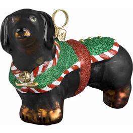 Joy to the World Collectibles - Joy to the World Dachshund Santas Little Yelper Dog Polish Glass Christmas Ornament Decoration - Brown