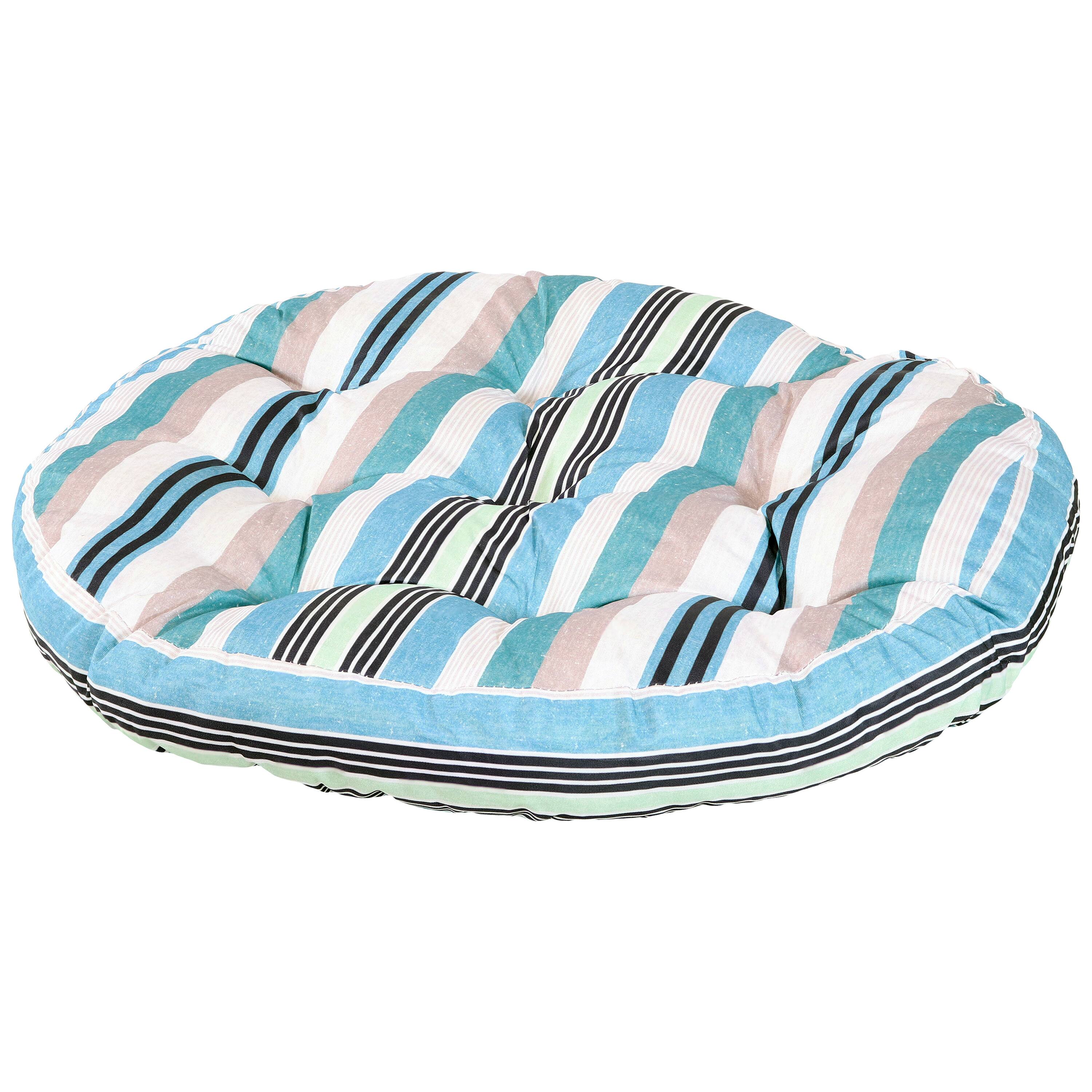 Alt View 5. Sunnydaze - Outdoor Round Polyester Floor Cushion - Set of 2 - Seaside Stripes.