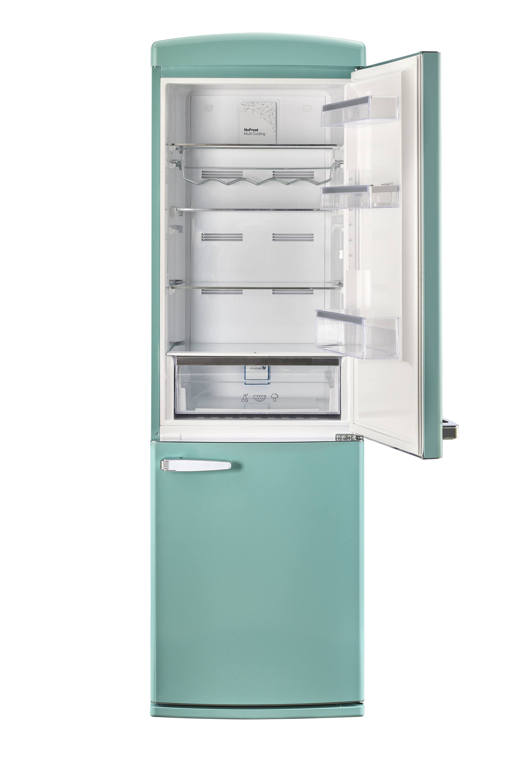 Alt View 3. Unique Appliances - Classic Retro 23.8 in 11.7 cu. ft. Frost Free Retro Bottom Freezer Refrigerator ENERGY STAR - Ocean Mist Turquoise.