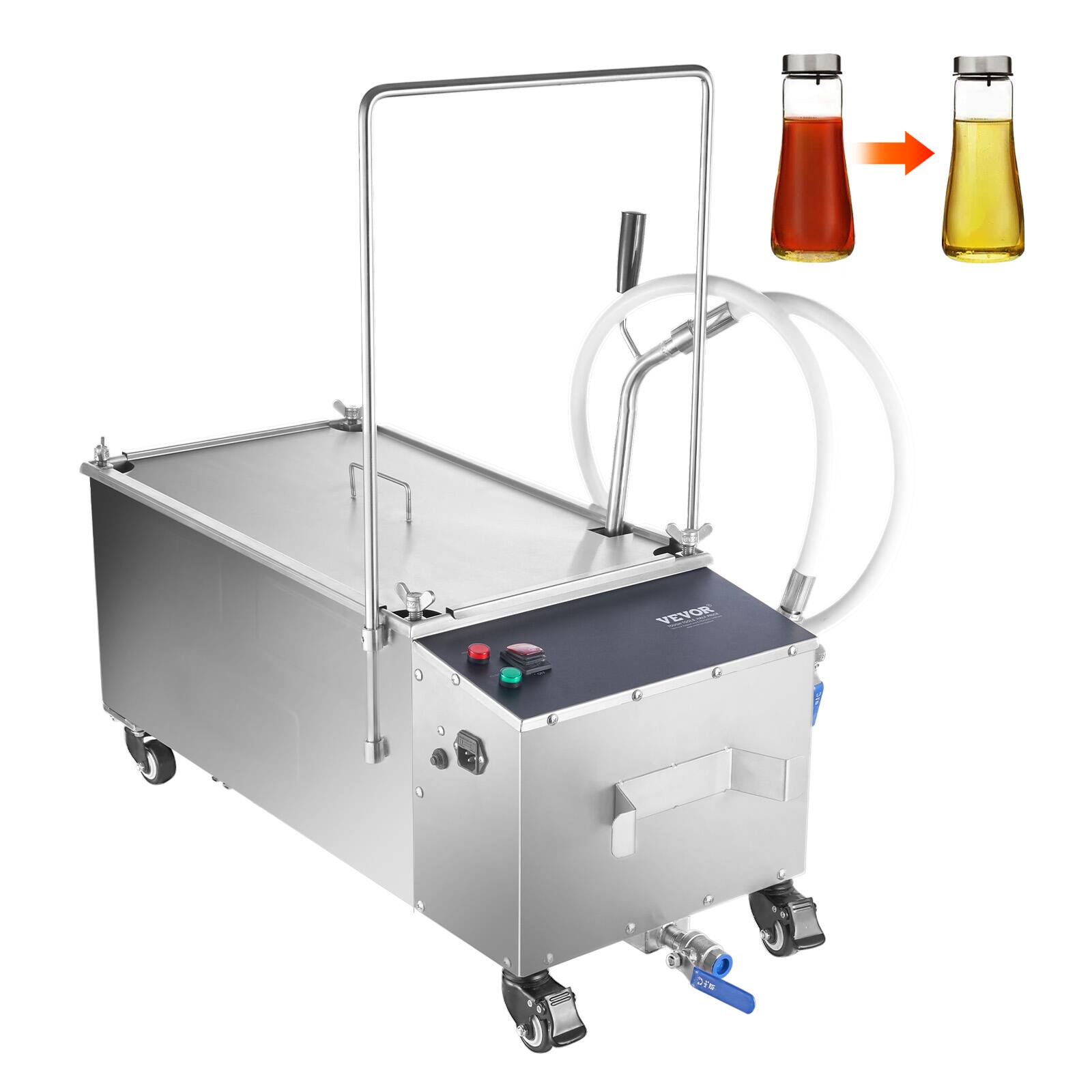 Front. VEVOR - Portable Oil Filtering Unit, 38L Capacity, 10 L/min Filtering Speed, Equipped with Swivel Casters - Sliver.