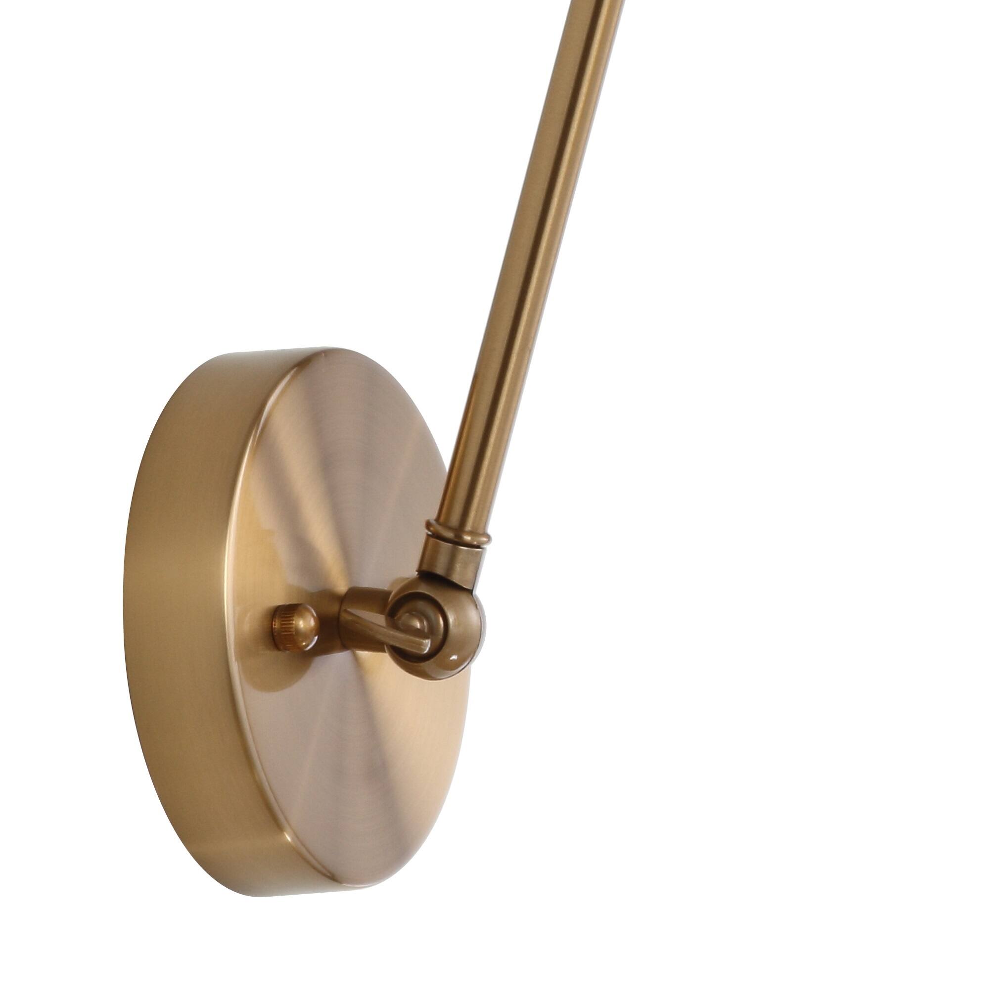 Alt View 6. Jonathan Y - Rover 7" Classic Industrial Metal Adjustable Arm LED Wall Sconce, Brass Gold (Set of 2) - Brass Gold.