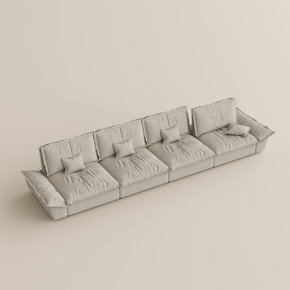 Alt View 10. POVISON - 182.67" Modern Deep Sofa with Adjustable Backrest - Beige Suede Fabric.