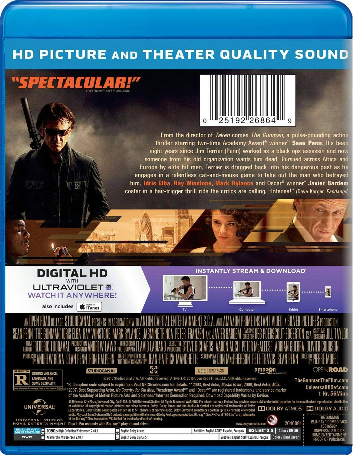 Back. The Gunman (DVD + Digital) [Blu-ray].