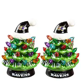 Evergreen Enterprises - Baltimore Ravens 2-Pack 4" Ceramic LED Christmas Tree Set - Multicolor