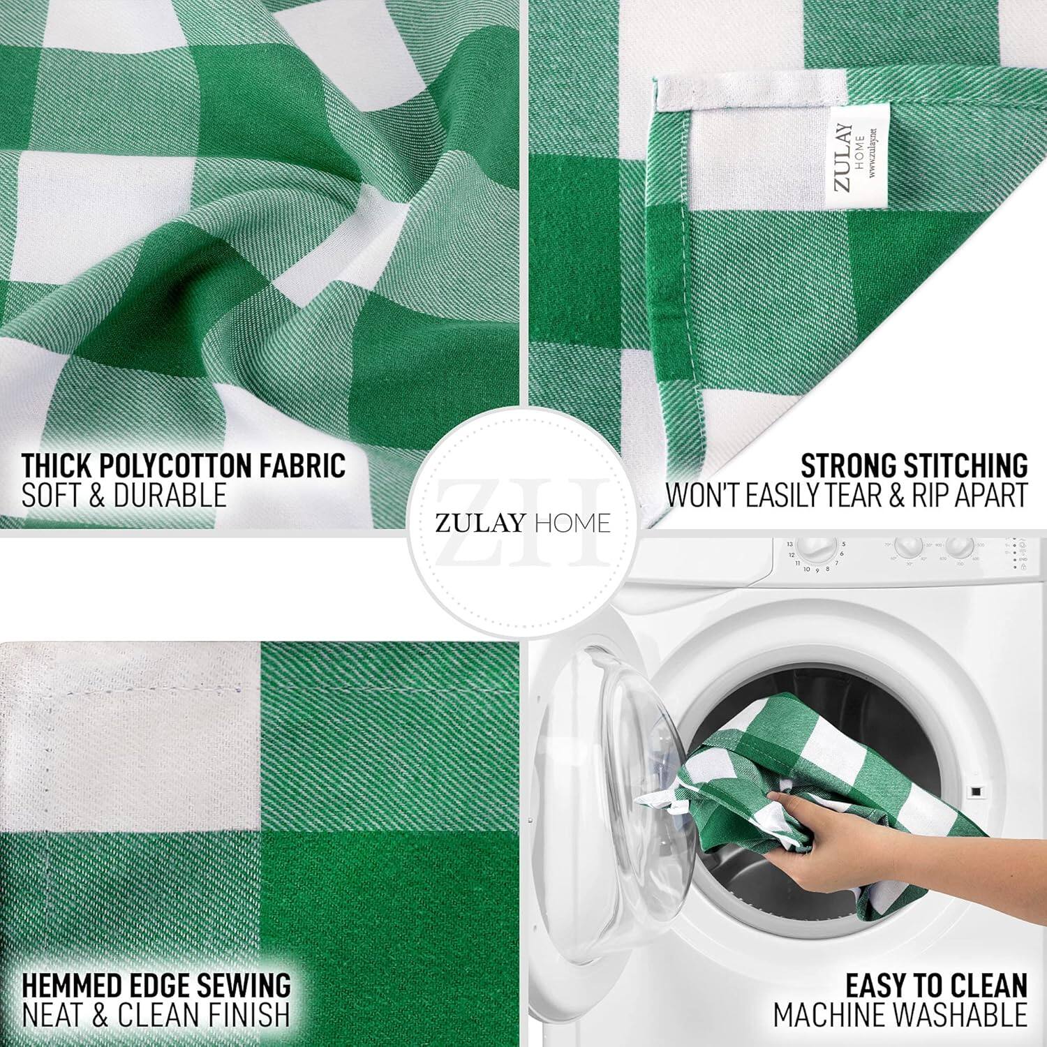 ZULAY HOME  
www.zulay.ae  

THICK POLYCOTTON FABRIC  
SOFT & DURABLE  

STRONG STITCHING  
WON'T EASILY TEAR & RIP APART  

HEMMED EDGE SEWING  
NEAT & CLEAN FINISH  

EASY TO CLEAN  
MACHINE WASHABLE