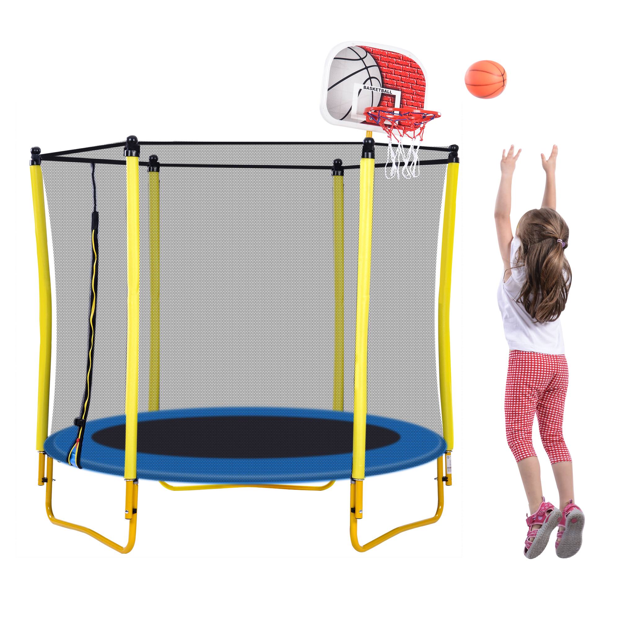Alt View 5. LOVMOR - Lovmor 5.5 FT Trampoline with Basketball Hoop and Safety Enclosure Recreational Trampoline for Kids.