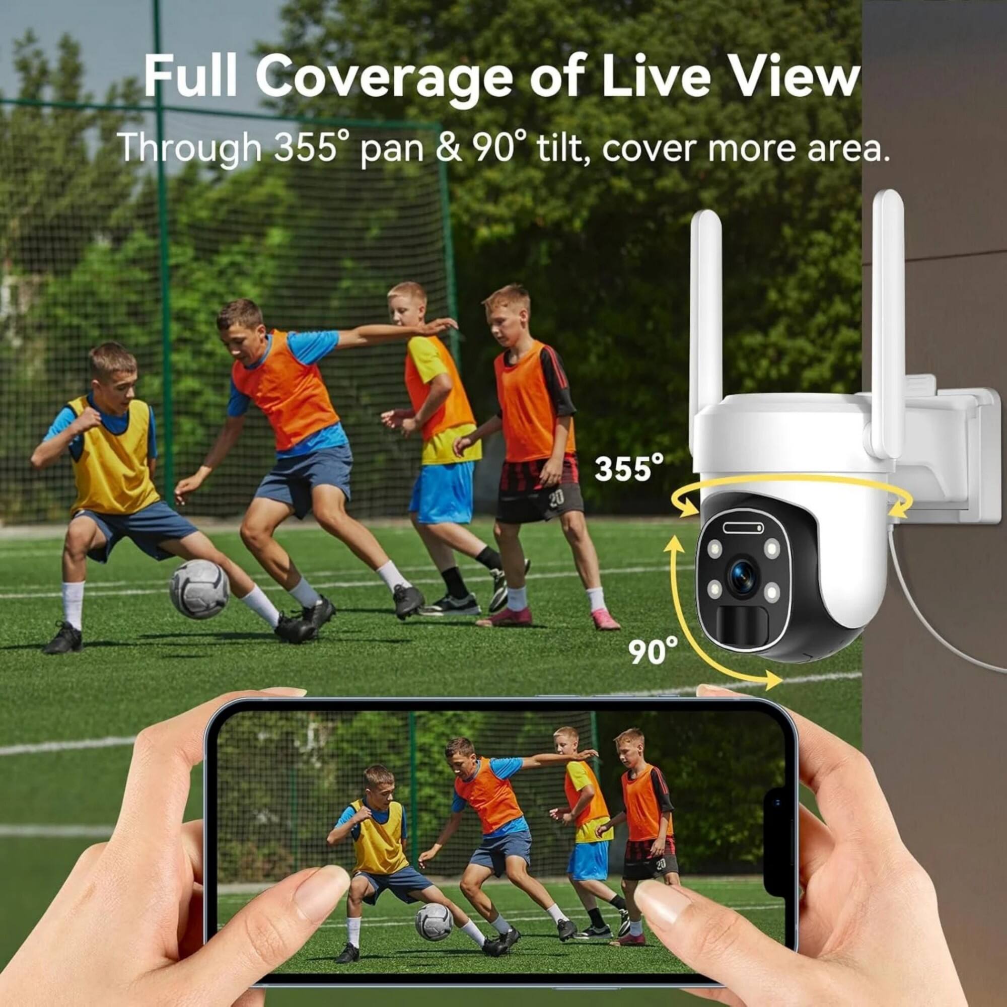 Full Coverage of Live View Through 355° pan & 90° tilt, cover more area.