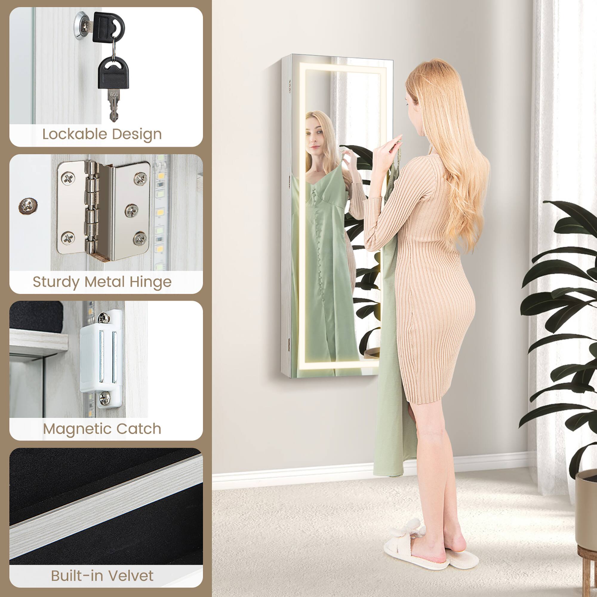 Lockable Design  
Sturdy Metal Hinge  
Magnetic Catch  
Built-in Velvet