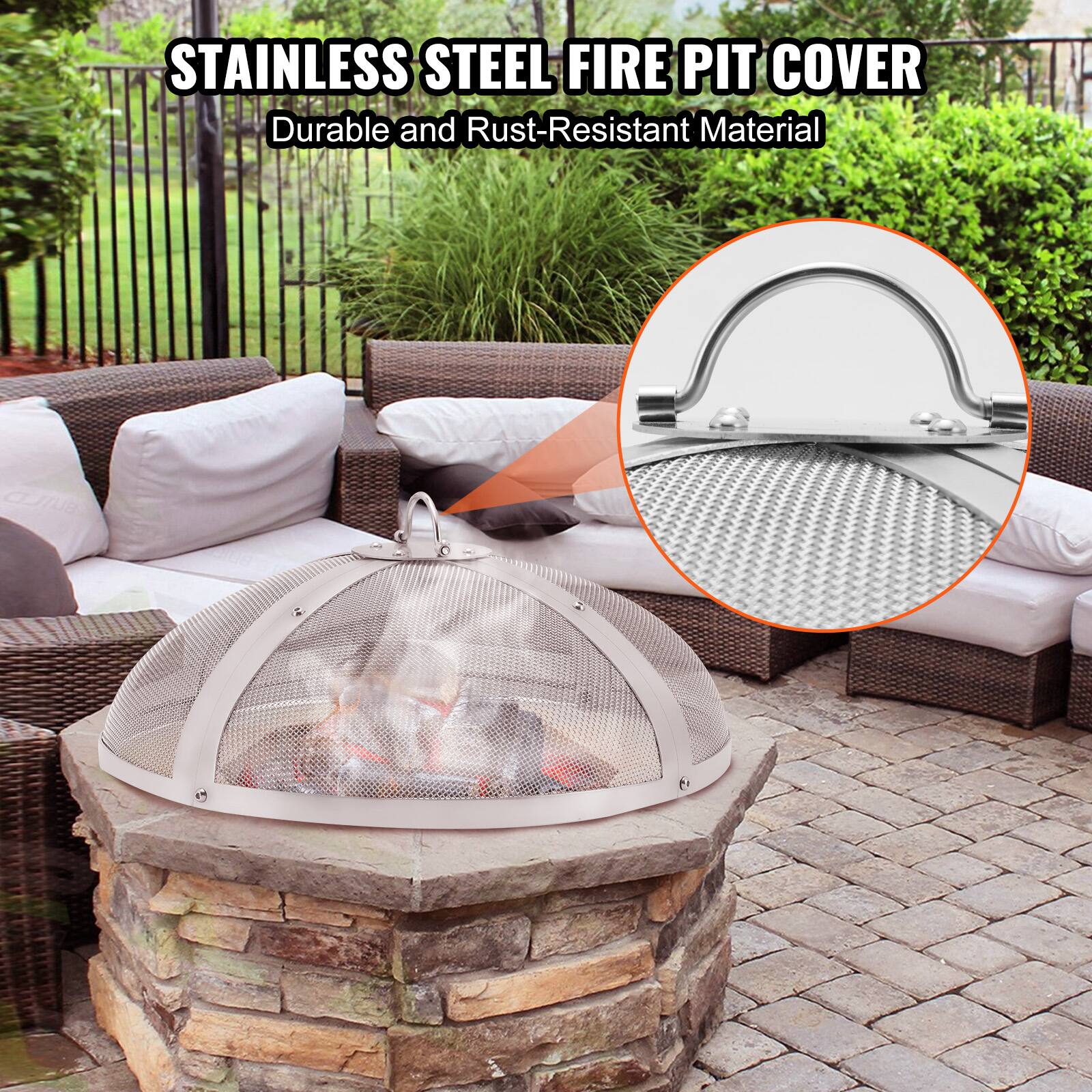 STAINLESS STEEL FIRE PIT COVER  
Durable and Rust-Resistant Material