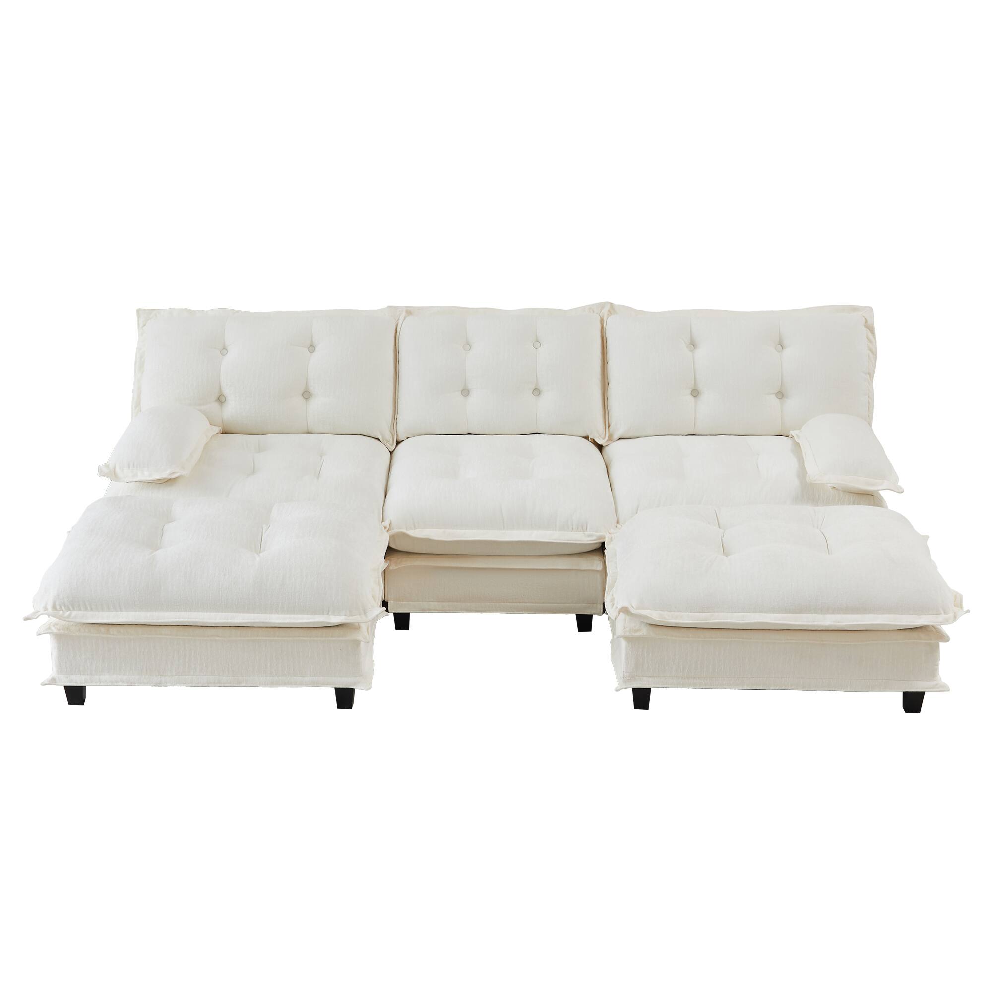 Alt View 1. LOVMOR - 107 inch U Shaped Modular Deep Seat 3 Seat Chenille Sectional Couch Compressed Pack For Bedroom Apartment Cozy - Beige.