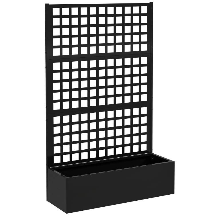 Alt View 10. PULUZ - Galvanized Raised Garden Bed Planter Box with Trellis for Climbing Plants, Vegetable, Vines, Garden Bed ONLY - Black.