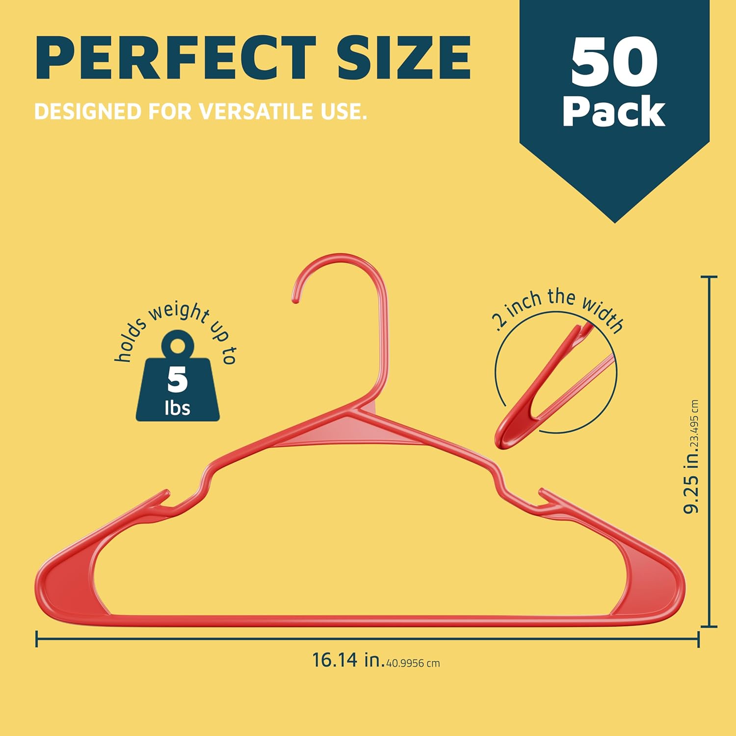 PERFECT SIZE DESIGNED FOR VERSATILE USE. 50 Pack holds up to 5 lbs. 2.25 in. the width. 9.25 in. 16.14 in. 40.9956 cm.