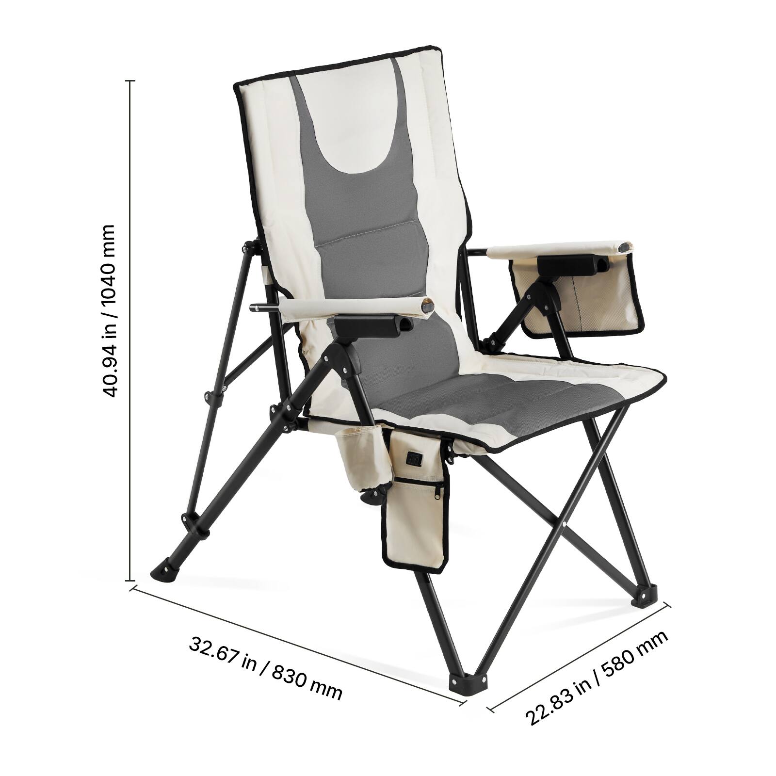 - Height: 40.94 in / 1040 mm
- Width: 32.67 in / 830 mm
- Depth: 22.83 in / 580 mm