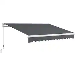 Outsunny - 13' x 8' Retractable Awning, Patio Awnings, Sunshade Shelter w/ Manual Crank Handle, UV & Water-Resistant Fabric - Dark Gray
