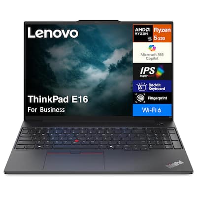 Lenovo ThinkPad E16 Laptop 16.0 WUXGA (AMD Ryzen 5 230, 16GB DDR5 Lenovo ThinkPad E16 Laptop 16.0 WUXGA (AMD Ryzen 5 230, 16GB DDR5
