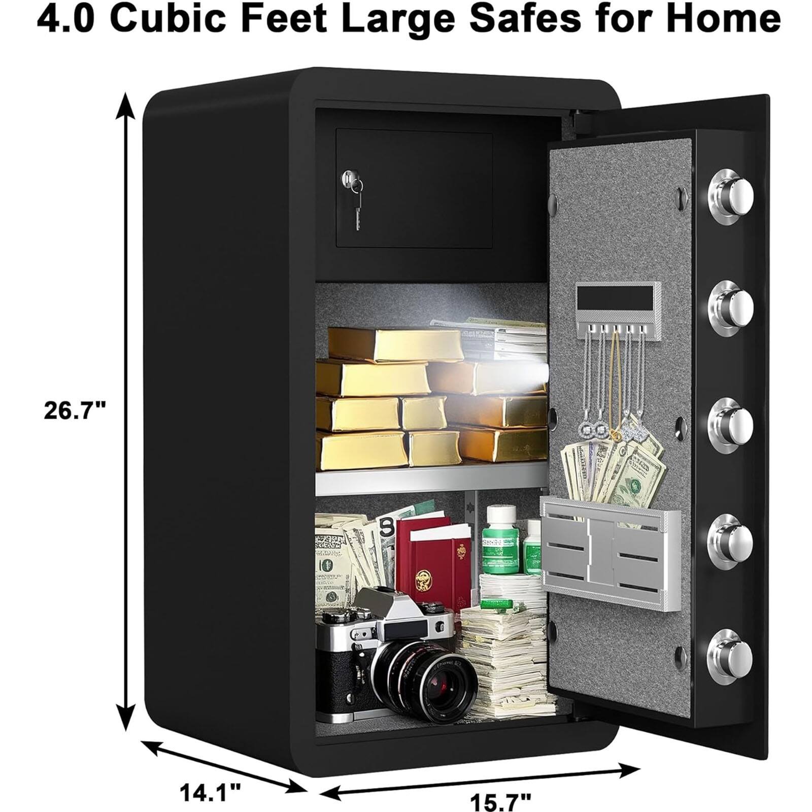 4.0 Cubic Feet Large Safes for Home  
26.7" x 14.1" x 15.7"