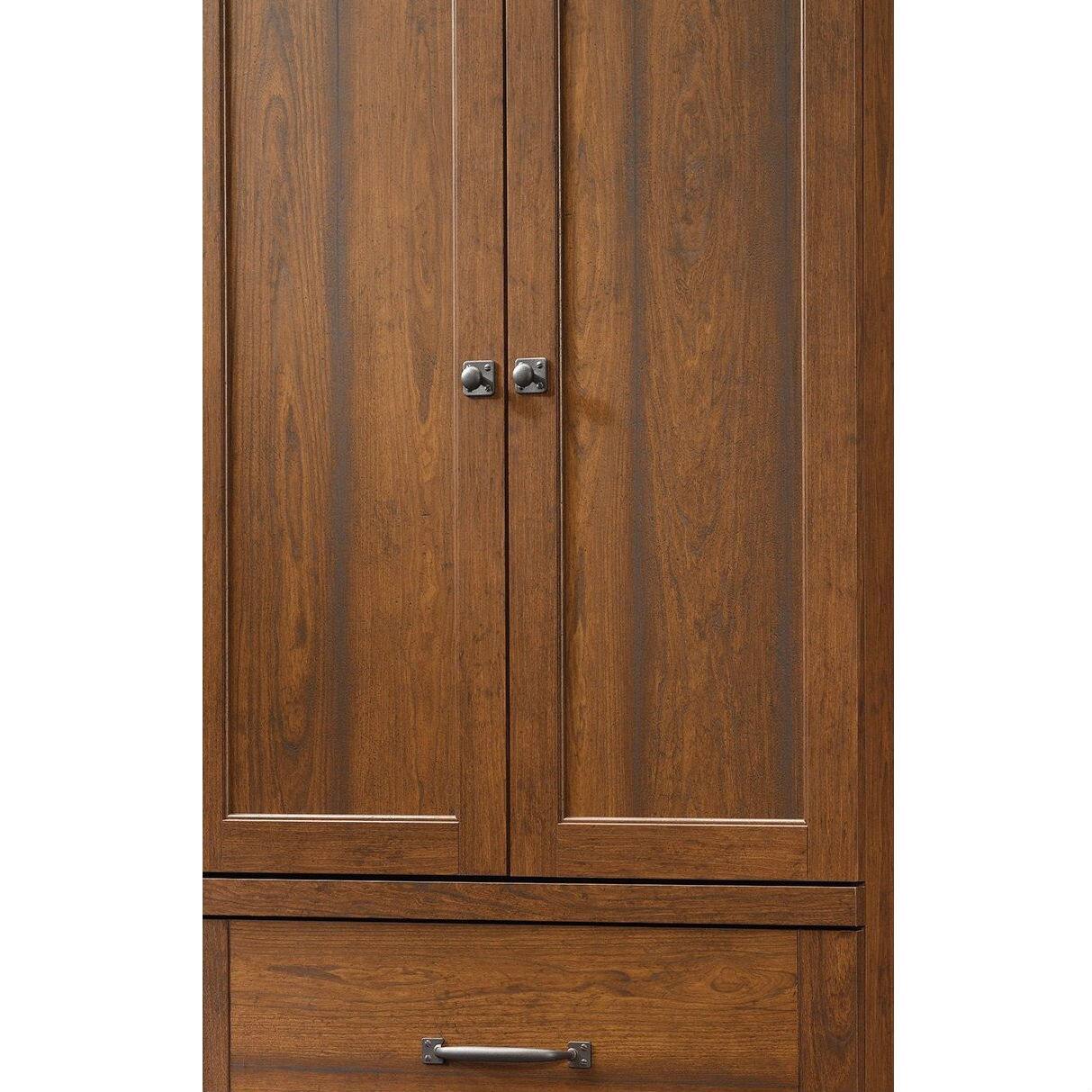Angle. Hivvago - Bedroom Wardrobe Cabinet Storage Armoire in Medium Brown Cherry Wood Finish - Brown.