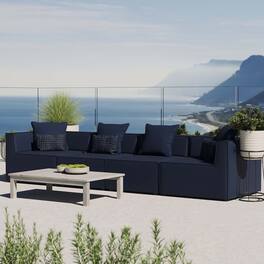 Saybrook 4-Piece Outdoor Patio Upholstered Sectional Sofa by Modway - Navy