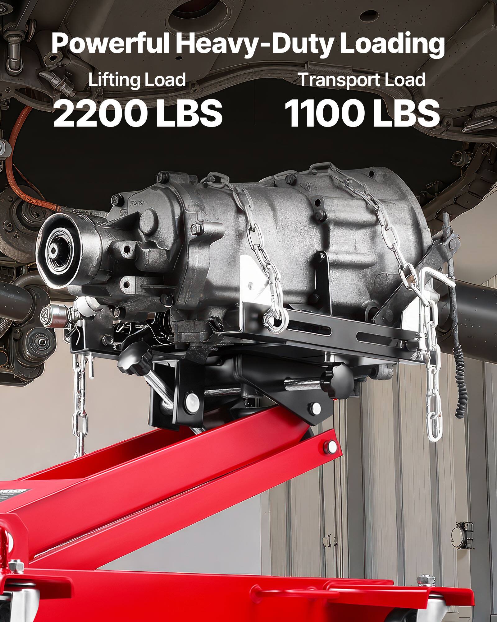 Powerful Heavy-Duty Loading  
Lifting Load 2200 LBS  
Transport Load 1100 LBS