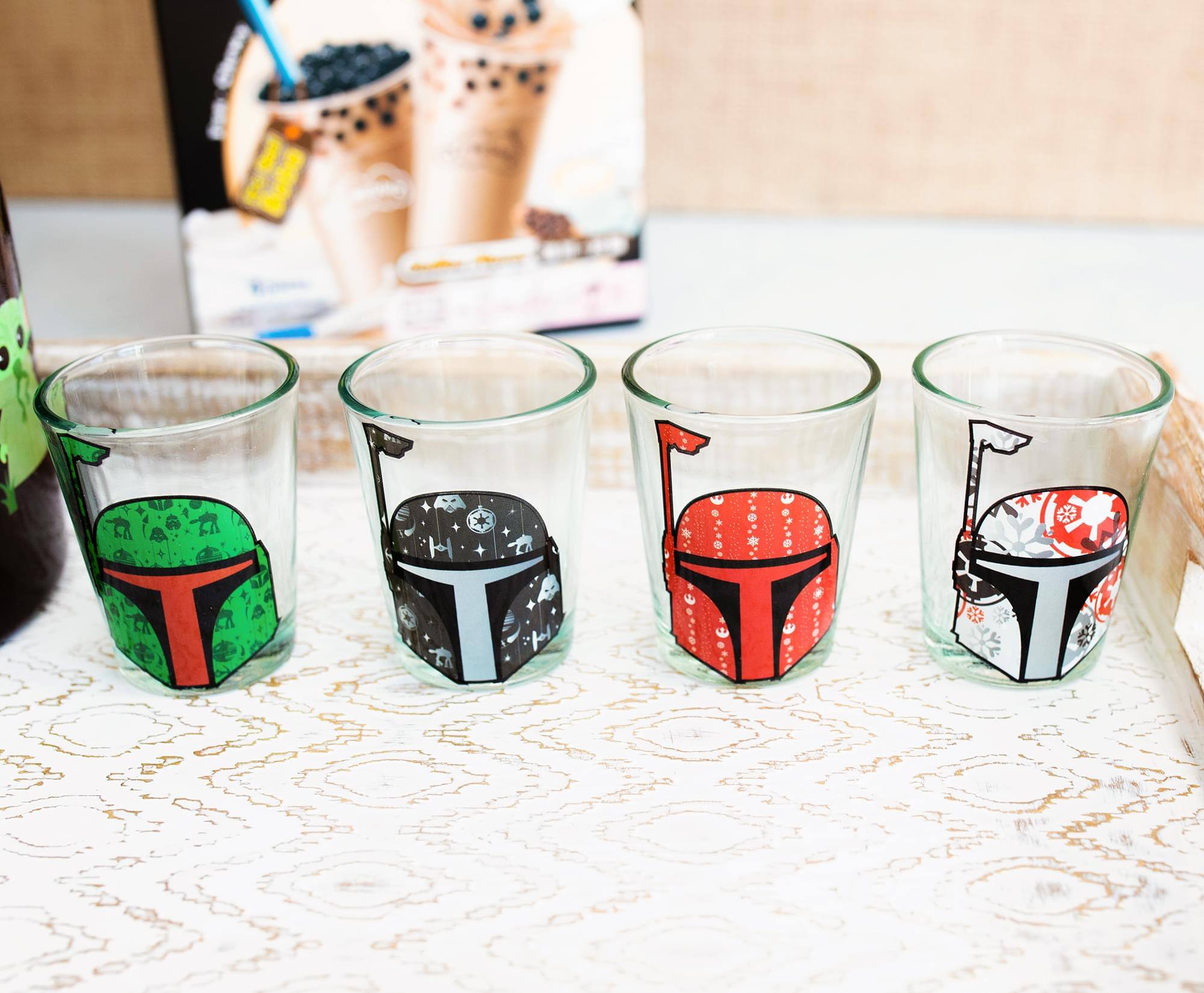Alt View 10. Silver Buffalo - Star Wars Holiday Boba Fett 2.5-Ounce Mini Shot Glasses | Set of 4 - Green.