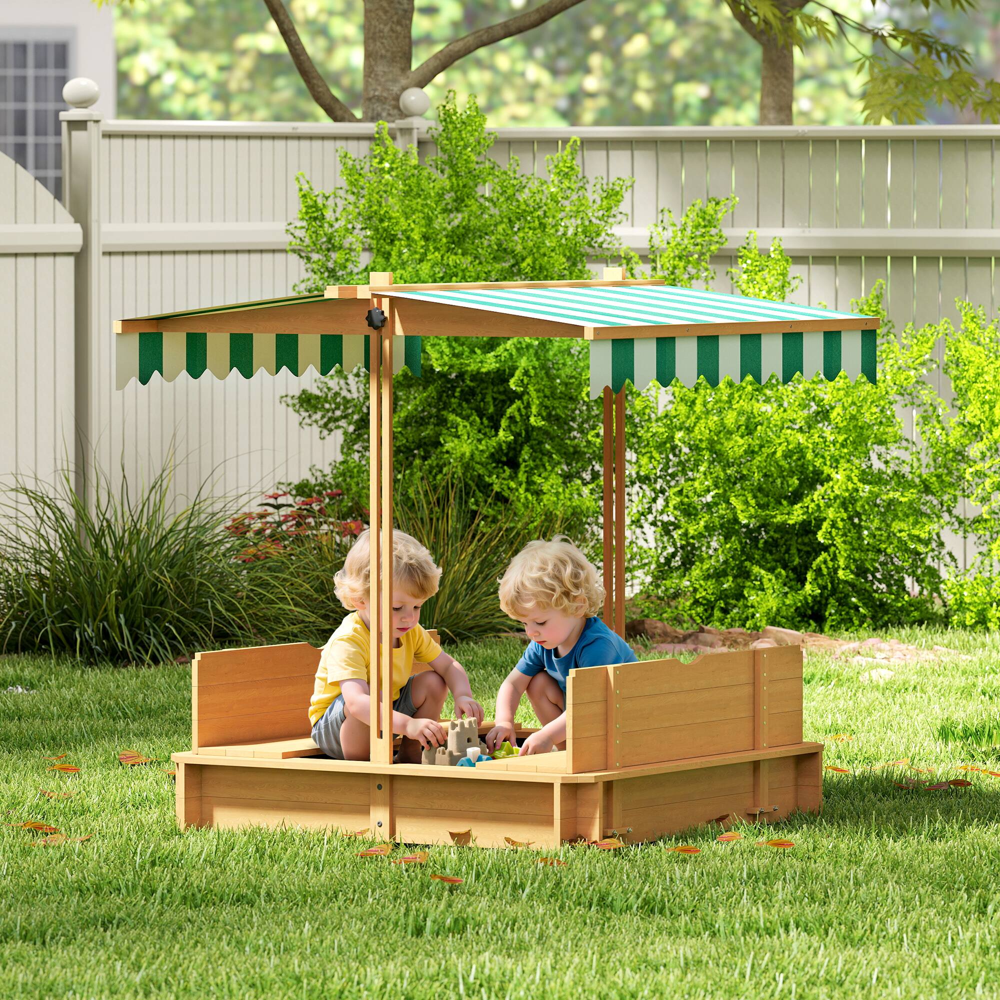 Angle. Outsunny - Kids Sandbox with Cover.