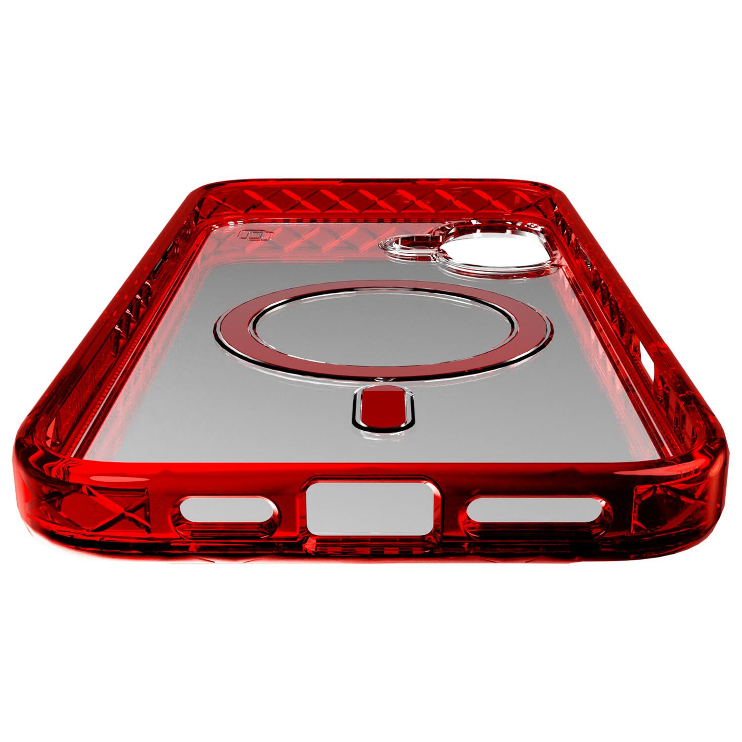 Angle. Cellhelmet - Magnitude Series MagSafe Compatible Case for iPhone 16 Plus - Lava Red.