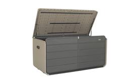 HOMLUX - Plastic Deck Box Patio Storage Box with Lock Wheels Lid for Outdoor Cushions GardenGray - Gray