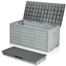 Winado - 75 Gallon Portable Foldable Storage Deck Box Fast Installation Garden with Movable Wheels for Indoor Outdoor Storage - Gray