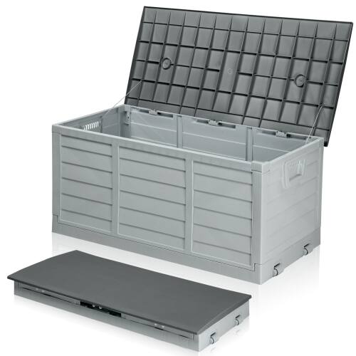 Front. Winado - Protable Folding 75 Gallon Deck Box Outdoor Storage Box for Patio Fast Installation In/Outdoor - Gray.