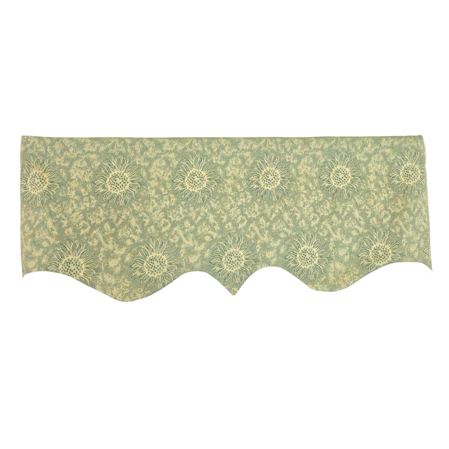 Left. RLF Home - RLF Home 100% Cotton French Sun Flower Regal Lined Window Valance 50" x 17" Lime - Lime.