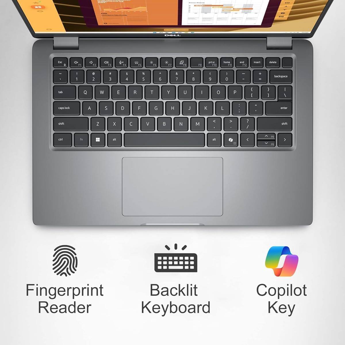 - U HELL Fo P 2 F 4 FS 6 F FB 19 at F10 home in and FU manT delete - 1 2 E 1 4 % 5 a 6 & 7 8 I 9 1 0 I - + - backspace tab Q W E R T Y U I 0 P / I ] I I I ap ack A S D F G H J K L : - enter shift Z X V B N M V V 2 / shift ct En alt a 2 P Fingerprint Backlit Reader Keyboard Copilot Key