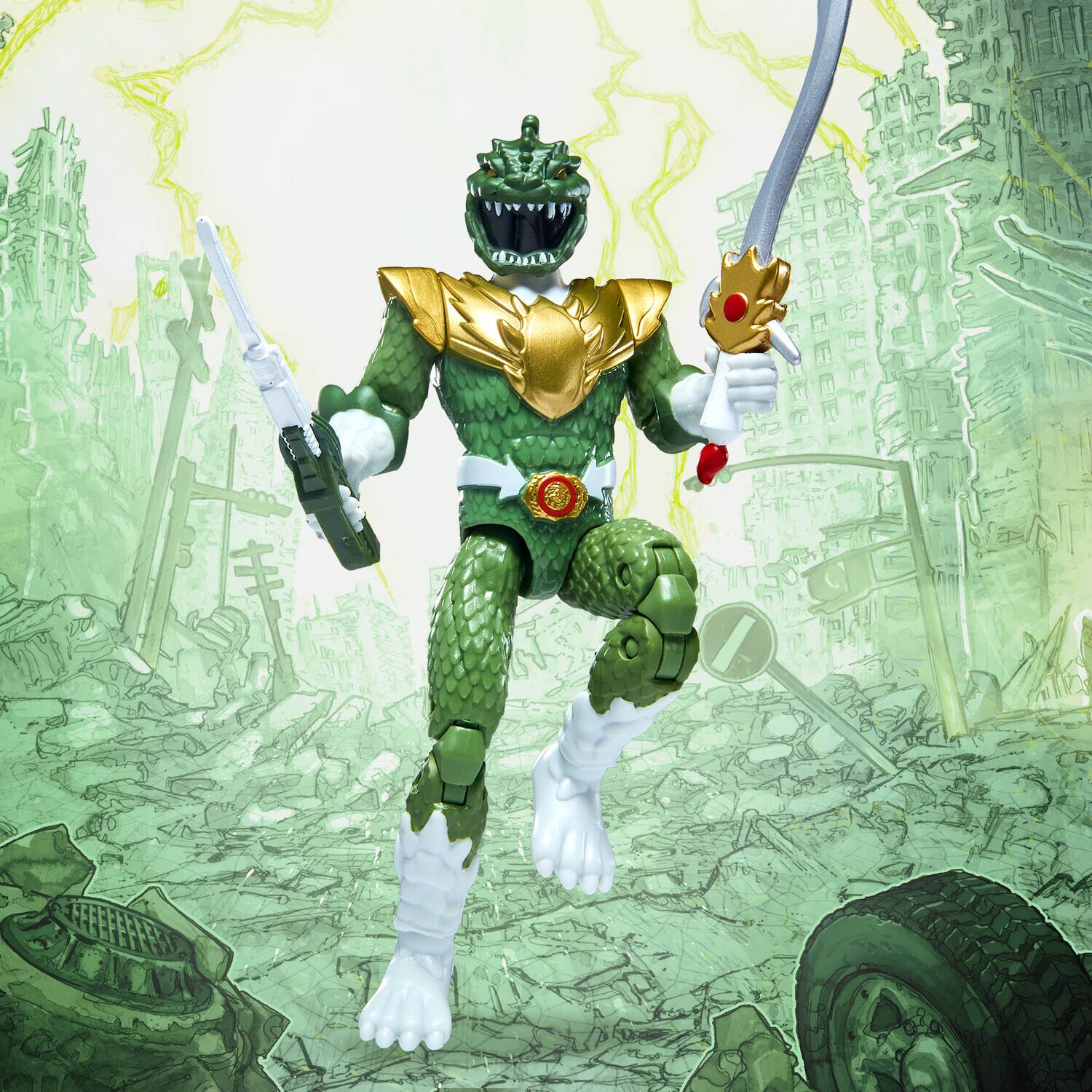 Alt View 2. PopMarket - Godzilla x Power Rangers - Kaiju Ranger: Green Godzilla 5" Action Figure   - COLLECTIBLES - Multicolor.
