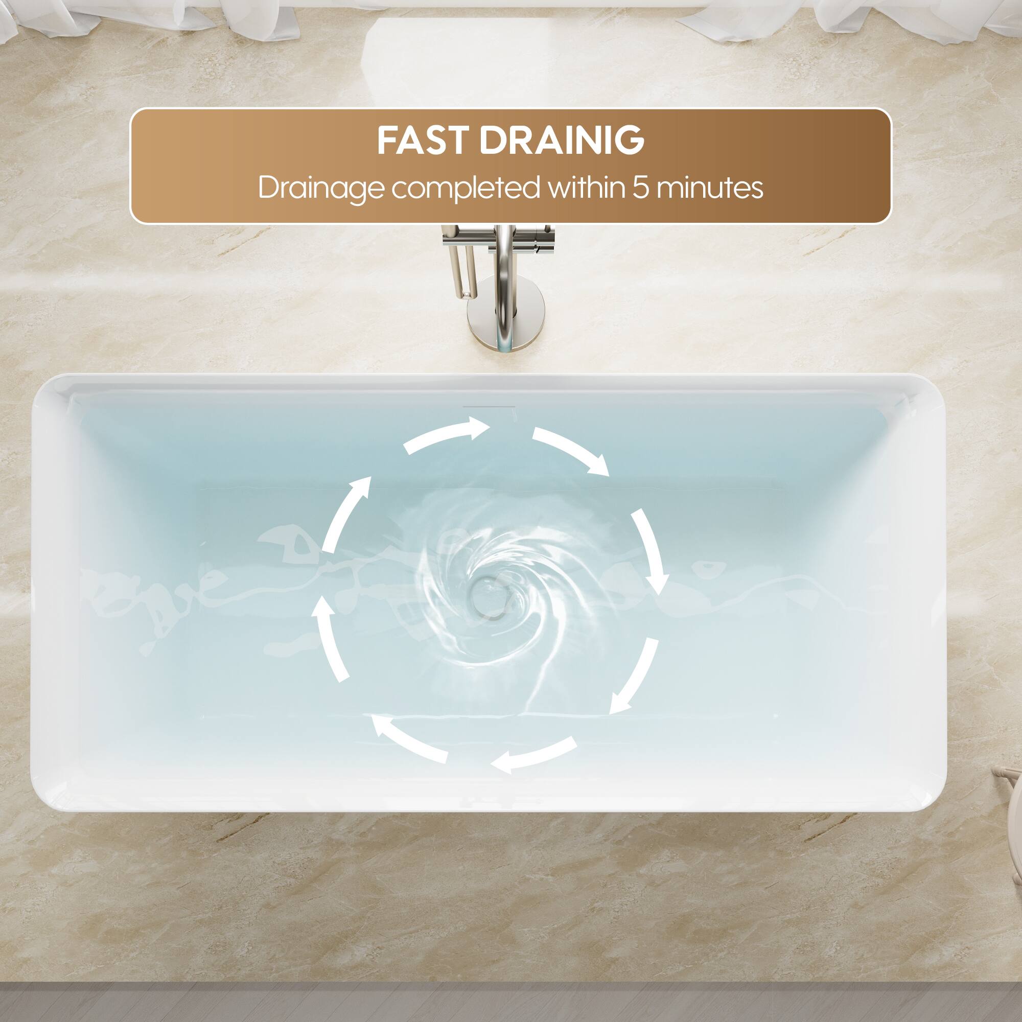 FAST DRAINING  
Drainage completed within 5 minutes